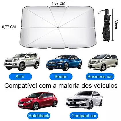 Guarda-Sol Para-Brisa de Carro Multifuncional Dobrável com Proteção Solar UV