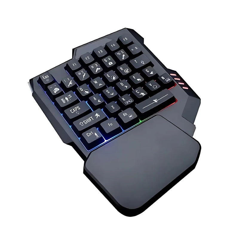 Teclado Gamer Rgb Uma Mão Semi Mecânico Jogos USB