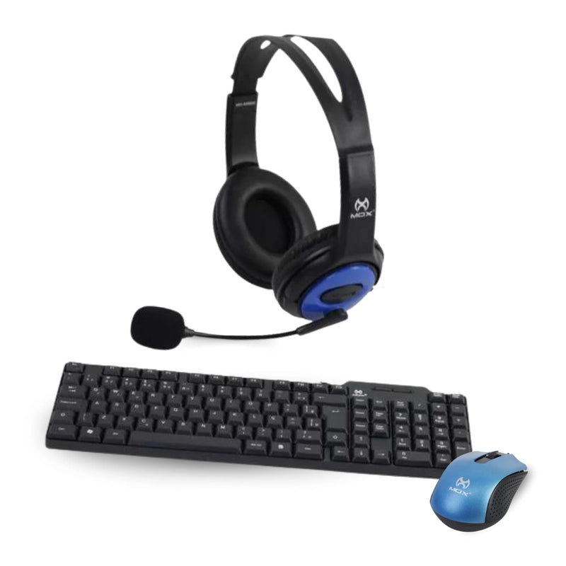 Kit Gamer 4 em 1 Teclado Mouse Fone Mousepad Mox MO-KM600 Azul