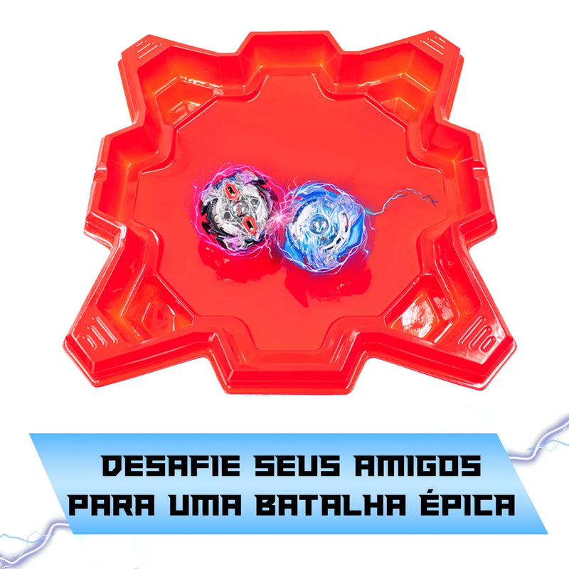 Kit 2 Bey Blade Metal Lançadores Super Tornado Peão Arena